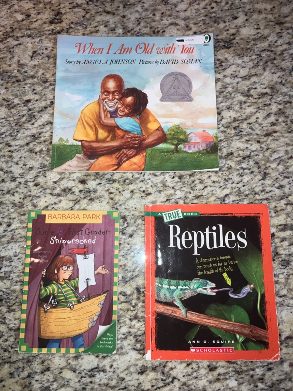Children’s Book Lot of 3 When I Am Old With You Junie B Jones Reptiles Books